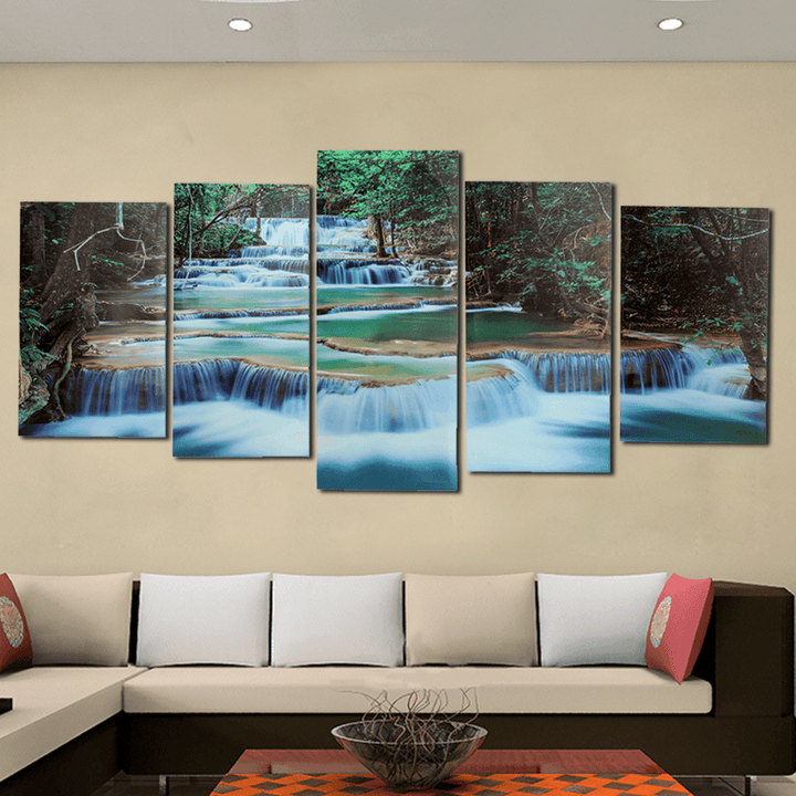 Large Framed Canvas Prints Forest Waterfall Painting Home Hanging Wall Decorations - MRSLM