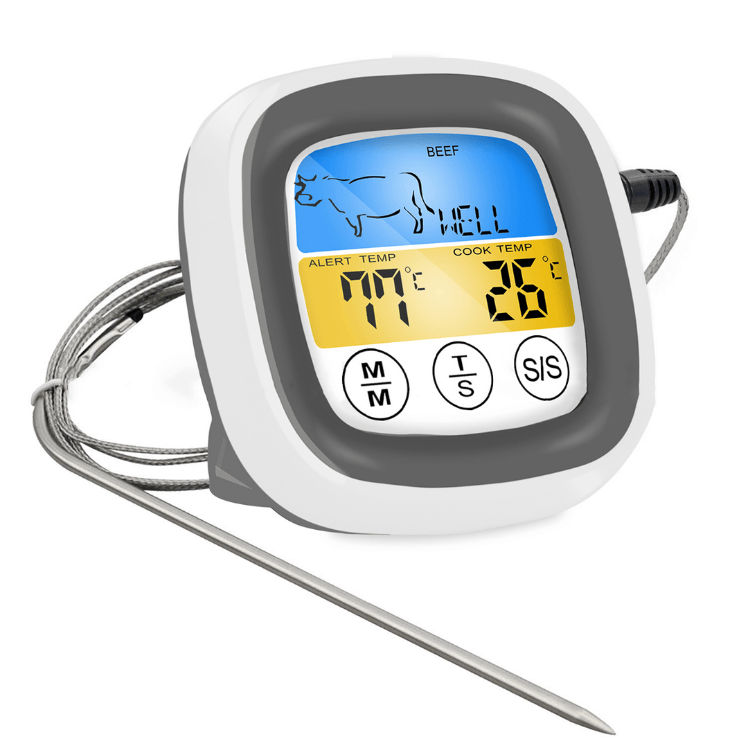 Barbecue Temperature Timer Waterproof Two Alarm Modes Touch Screen BBQ Temperature Timer for Outdoor Camping Barbecue - MRSLM