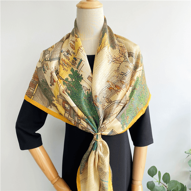 Silk Scarf Large Square Scarf Women Shawl - MRSLM