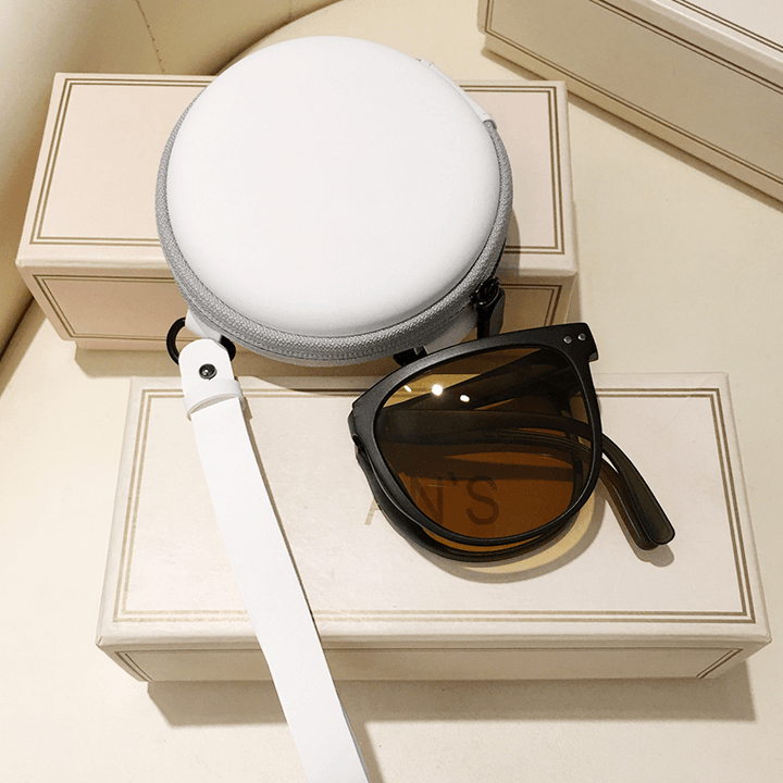 Folding Sunglasses Tea Color Retro Sunscreen - MRSLM