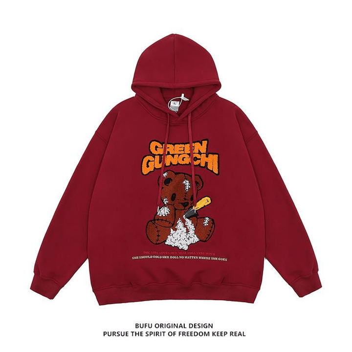 National Tide Brand Cartoon Bear Sweatshirt - MRSLM