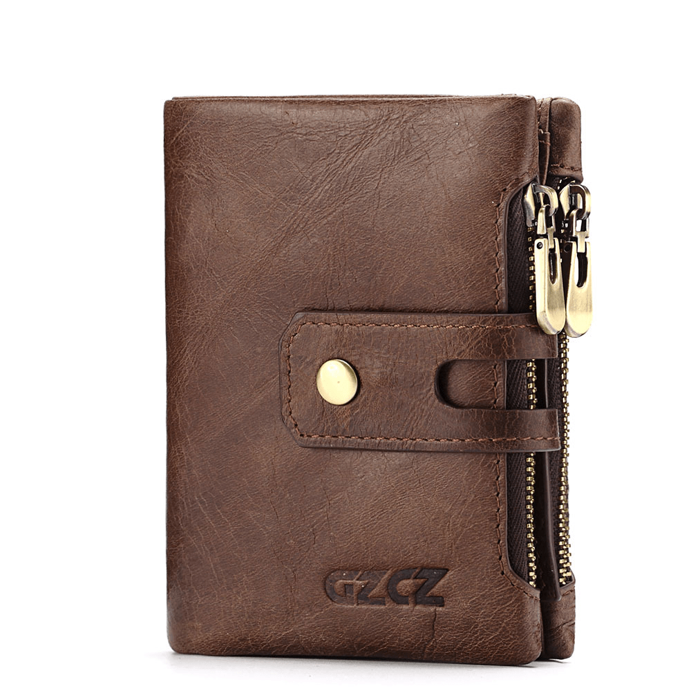 Men Women Retro Genuine Leather Wallet Card Holder - MRSLM