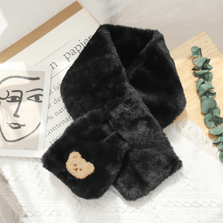 Women'S Winter Korean Style All-Match Plush Bear Scarf - MRSLM