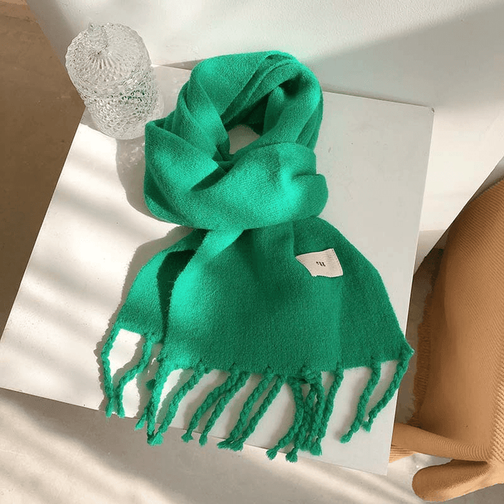 Pure Color Tassel Season Wool Knitted Couple Scarf - MRSLM