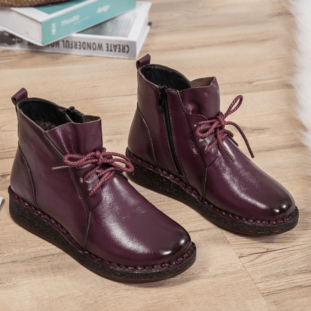Casual Soft Leather Warm Boots for Women - MRSLM