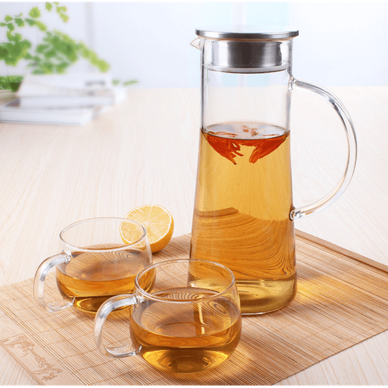 Glass Kettle Two-Way Outlet Water Jug Heat Resistant Transparent Tea Pot Stainless Steel Strainer - MRSLM
