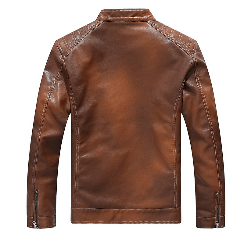 men's gradient PU leather jacket, view 4 - MRSLM