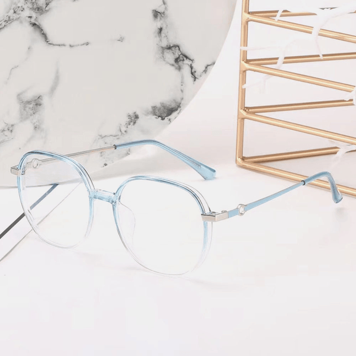 Unisex Oval Full Frame Flat-Light Fashion Simple Glasses - MRSLM