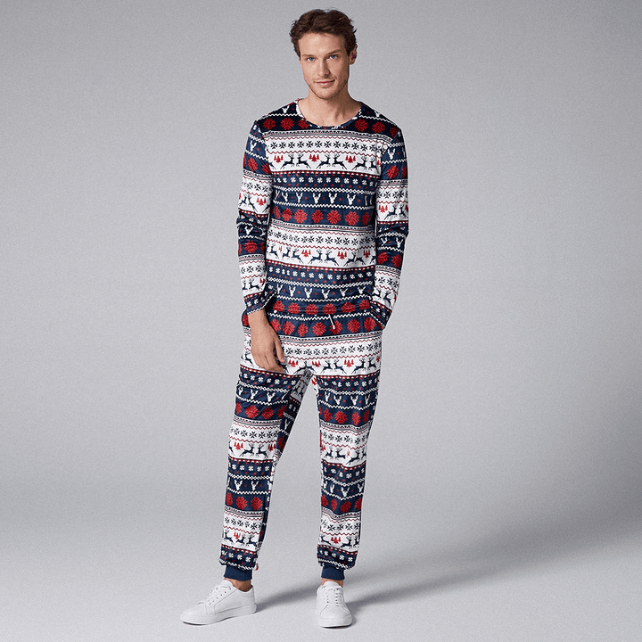 Mens Two-Pieces O Neck Christmas Pajama Set - MRSLM