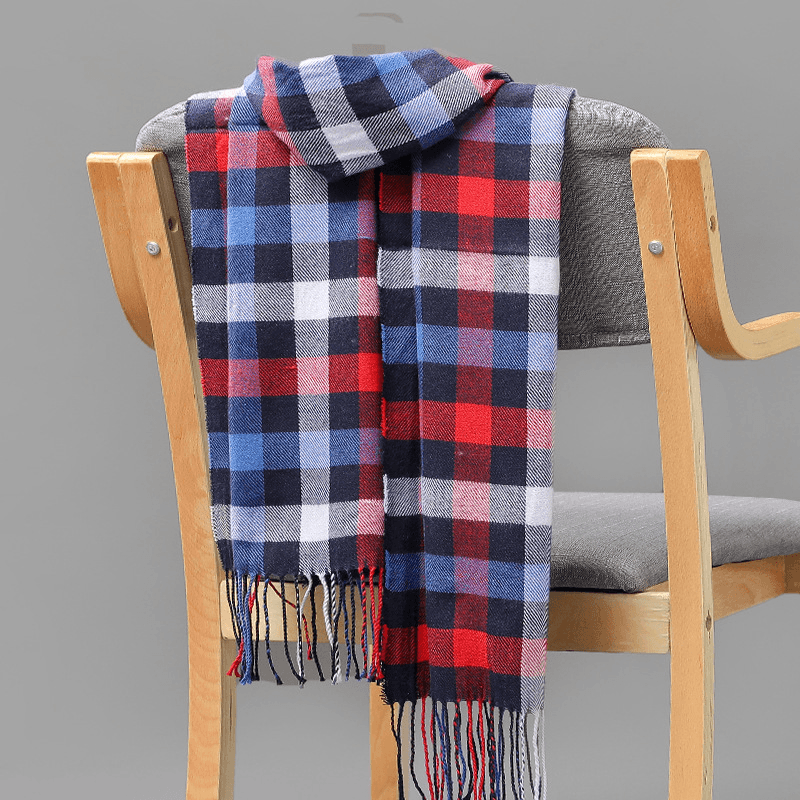 British Plaid Imitation Cashmere Tassels Couple Parent-Child Men'S Scarf - MRSLM