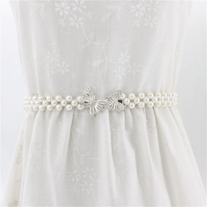 Women'S Rhinestone Pearl Waist Chain Fashion Dress Decoration - MRSLM