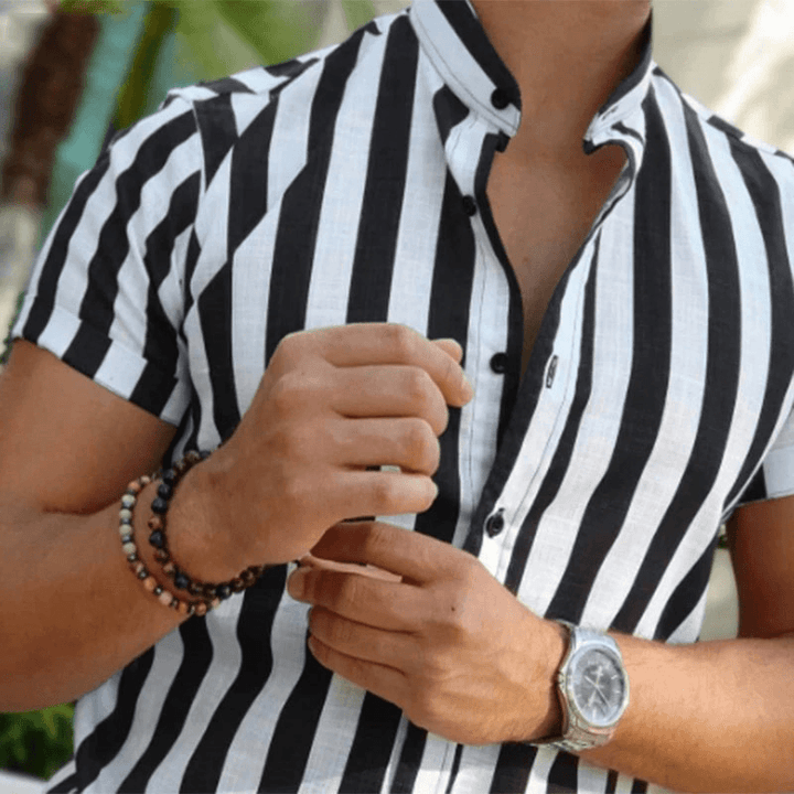 Youth Striped Casual Slim-Fit Lapel Shirt - MRSLM