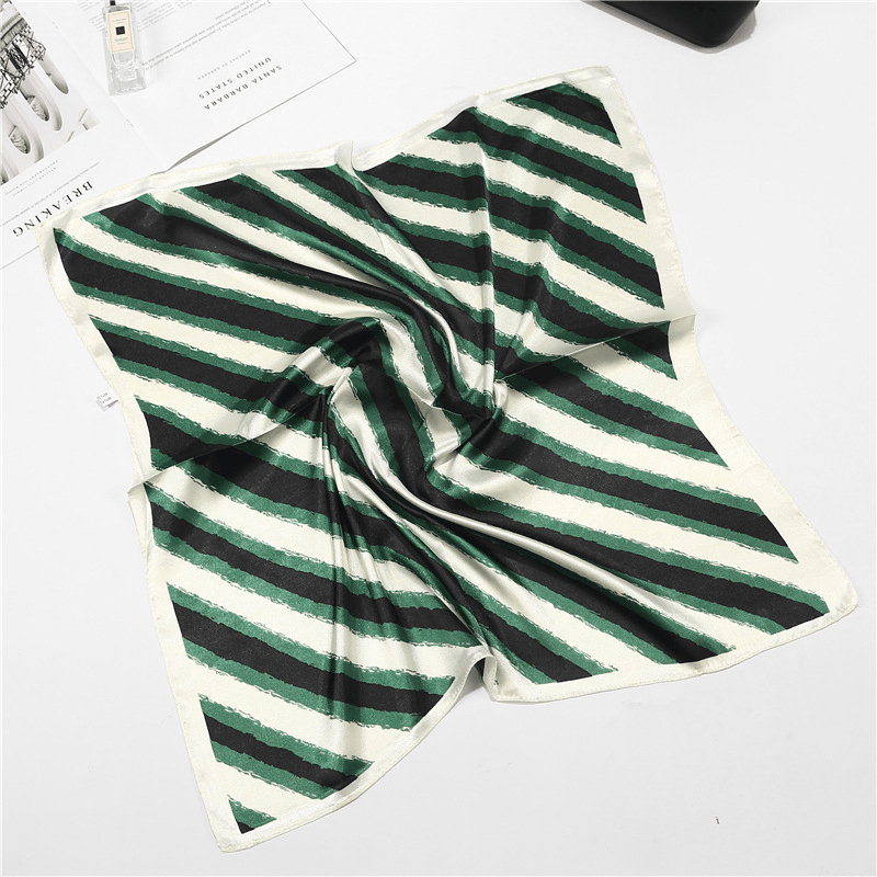 Color Blocking Striped Small Square Scarf - MRSLM