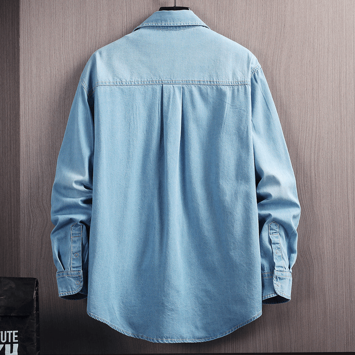 Men'S Loose Long Sleeve Denim Shirt - MRSLM