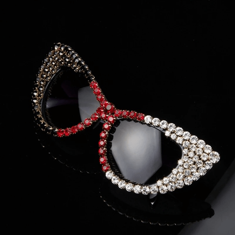 Color Pearl Rhinestone Cat Eye Female Personality Diamond Glasses Sunglasses - MRSLM