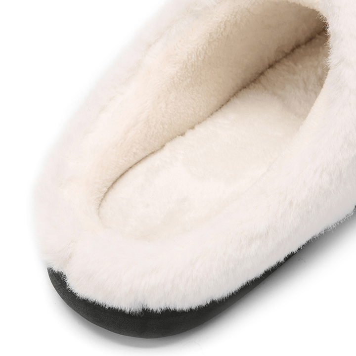 Men Lamb Wool Soft Sole Non-Slip plus Velvet Thicken Winter Warm Home Cotton Slippers - MRSLM