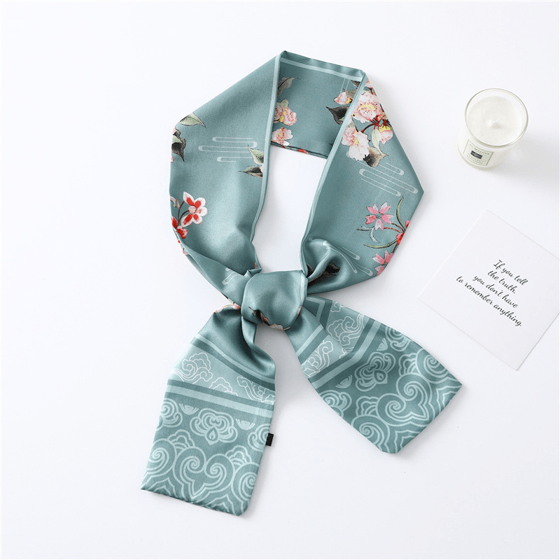 Narrow Long Silk Scarf Female Print Small Scarf Small Streamer Scarf - MRSLM