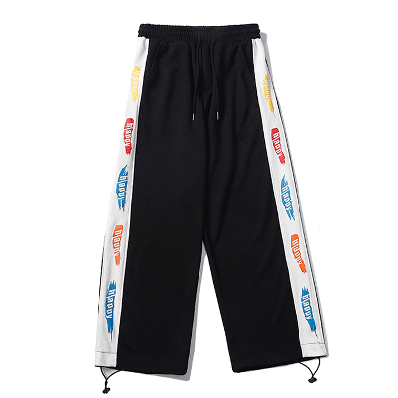 Printed Trousers with Drawstring Trousers for Men and Women Loose Straight-Waist Trousers - MRSLM