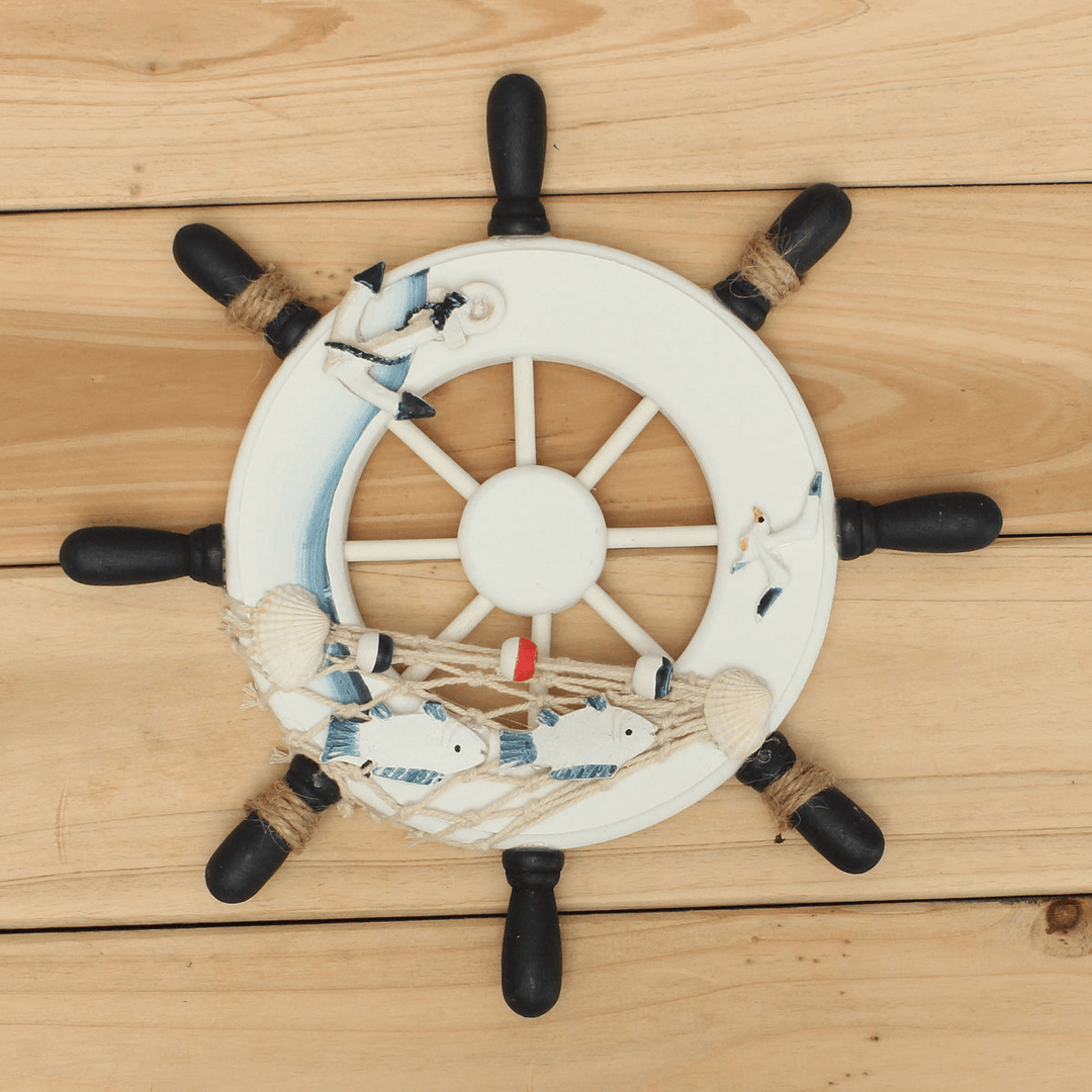 Wood Boat Ship Wheel Rudder Nautical Decoration Beach Home Wall Hanging Decorations - MRSLM