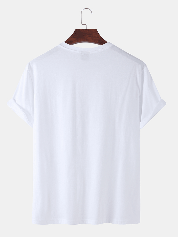 Mens 100% Cotton Graphic round Neck Casual Short Sleeve T-Shirts - MRSLM