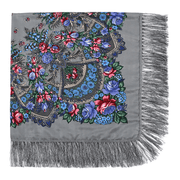 Printed fringed square shawl, view 12 - MRSLM
