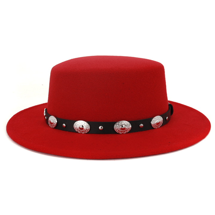 Simple Casual Warm Woolen All-Match British Fashion Metal Buckle Jazz Hat - MRSLM