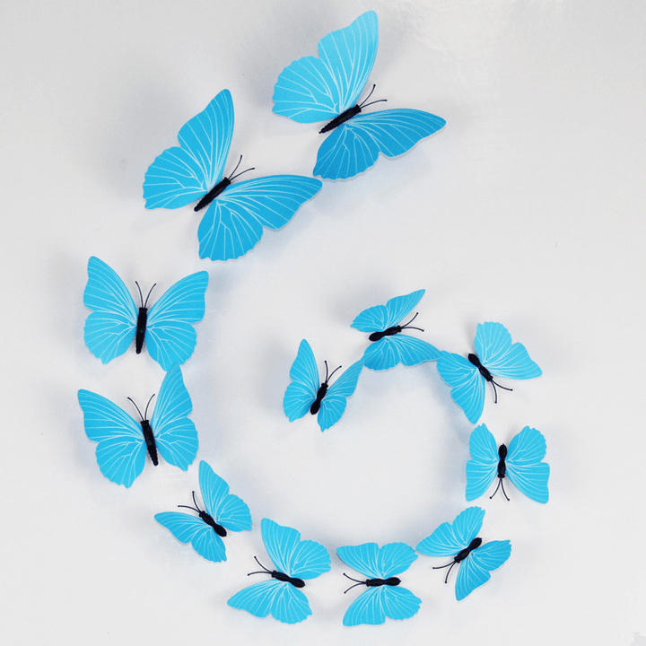 12 Pcs PVC Butterfly 3D Wall Stickers Home Decor Adhesive Wall Decoration - MRSLM