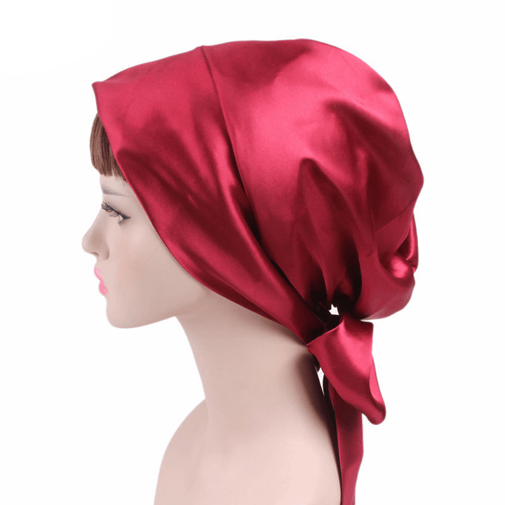 Satin Print Ribbon Bow Turban Hat - MRSLM