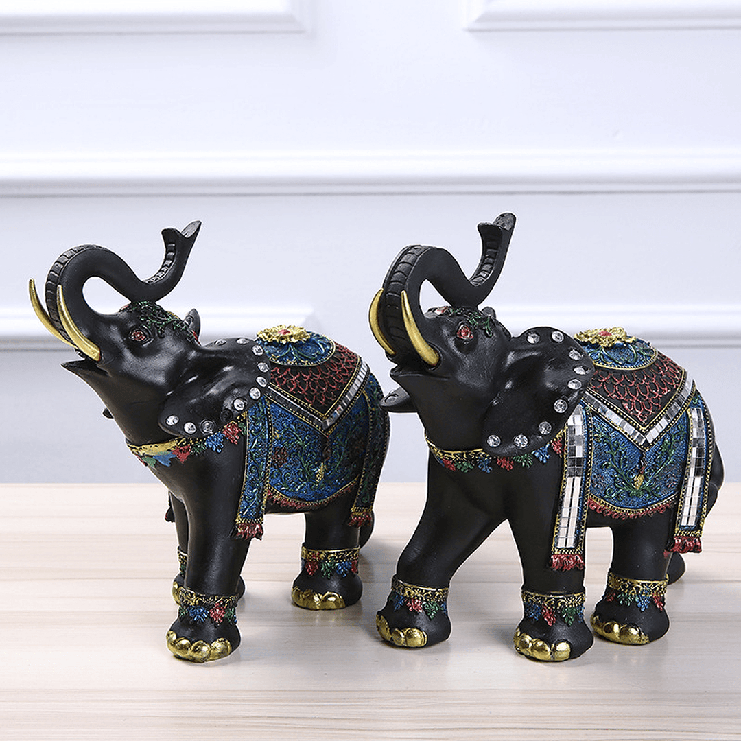 Elephant Resin Home Decorations Right or Left Home Decor Figurines Art Crafts for Home for Coffee Bar - MRSLM