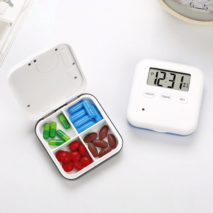 CR-210 Electronic Timing Medication Organizer Mini Portable Daily Vitamin Pill Case with Dig - MRSLM