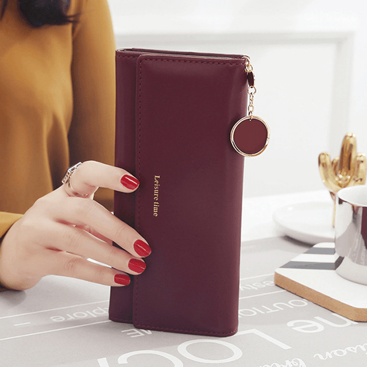 Women Fashion Phone Bag Artificial Leather Multi-Functional Long Wallet 9 Card Slots Clutch Bag - MRSLM