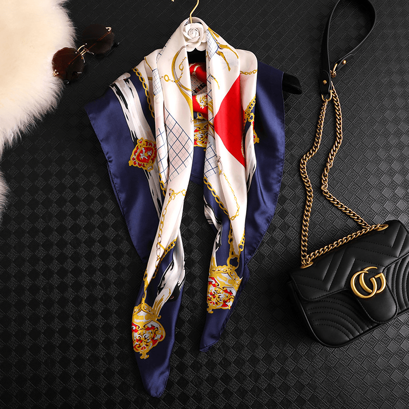 artificial silk sunshade square scarf, view 3 - MRSLM