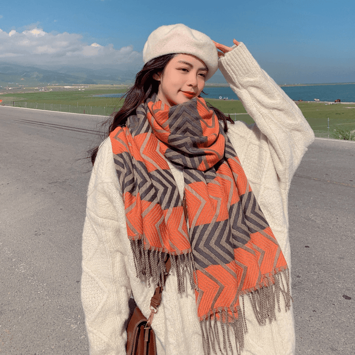 Imitated Wool All-Match Double-Sided Autumn and Winter Thickened Warm Scarf - MRSLM