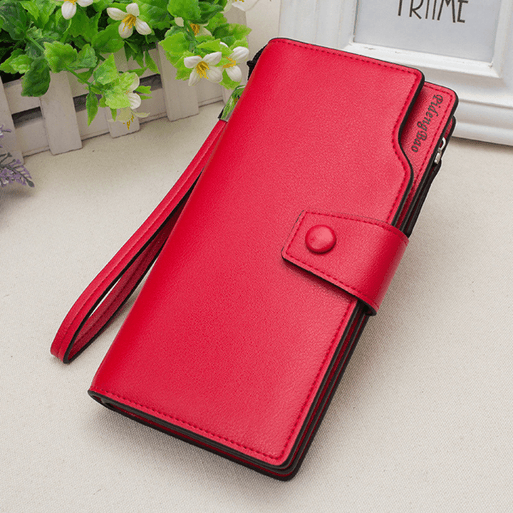 Women 11 Credit Card Holders 6 Inches Cell Phone PU Leather Wallet Clutch Wallet - MRSLM