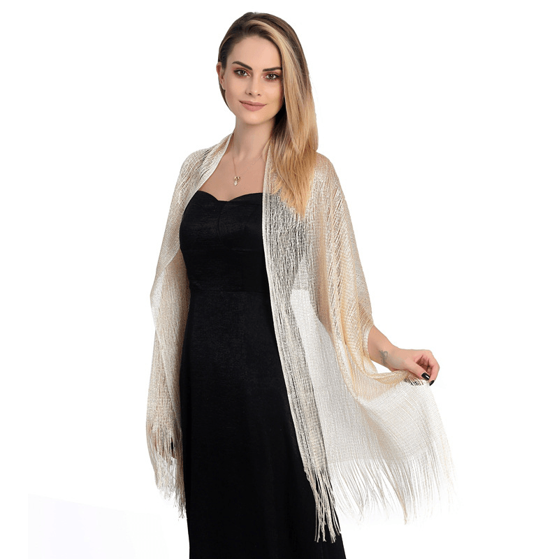 Lurex Flat Towel Bridal Prom Wedding Party Evening Dress Shawl - MRSLM