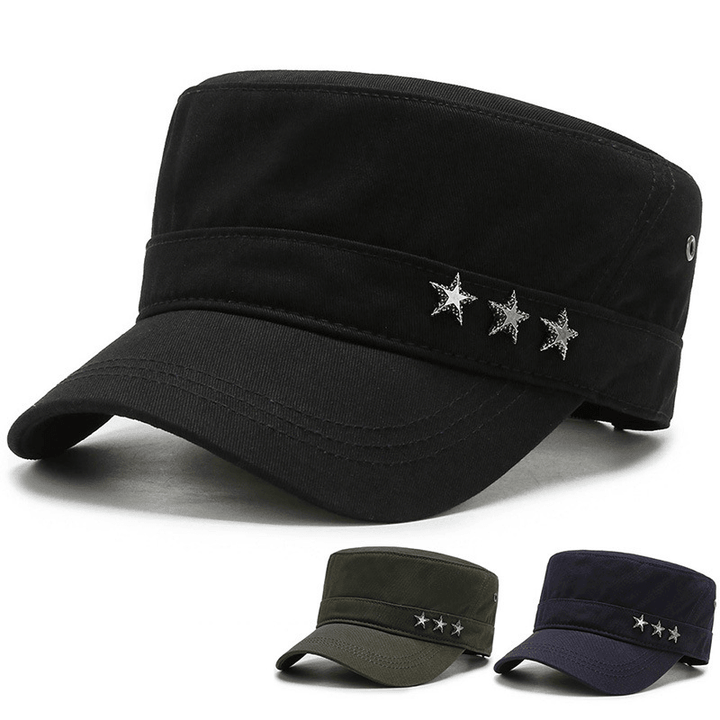 Cotton Flat Top Military Cap Five-Star Peaked Cap - MRSLM