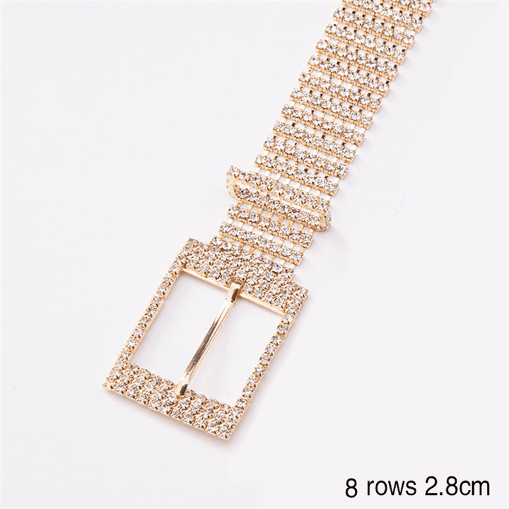 Women'S Shiny Alloy Belt with Rhinestones - MRSLM