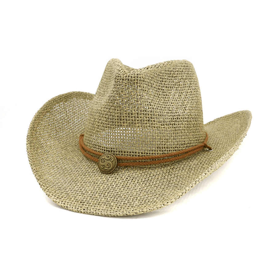 Western Cowboy Straw Hat Top Hat Outdoor Beach Hat - MRSLM