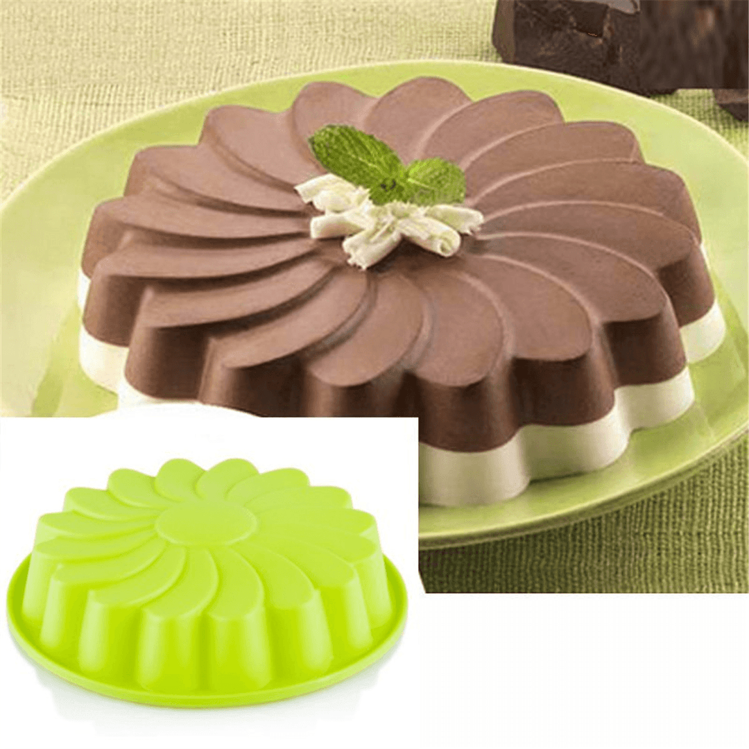 9'' Silicone Flower Cake Chocolate Bread Mould Bakeware Pan Cake Pan Baking Tool - MRSLM