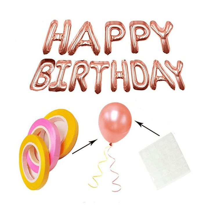 48PCS Rose Gold Birthday Party Balloons Happy Birthday Letter Foil Balloon Decor - MRSLM