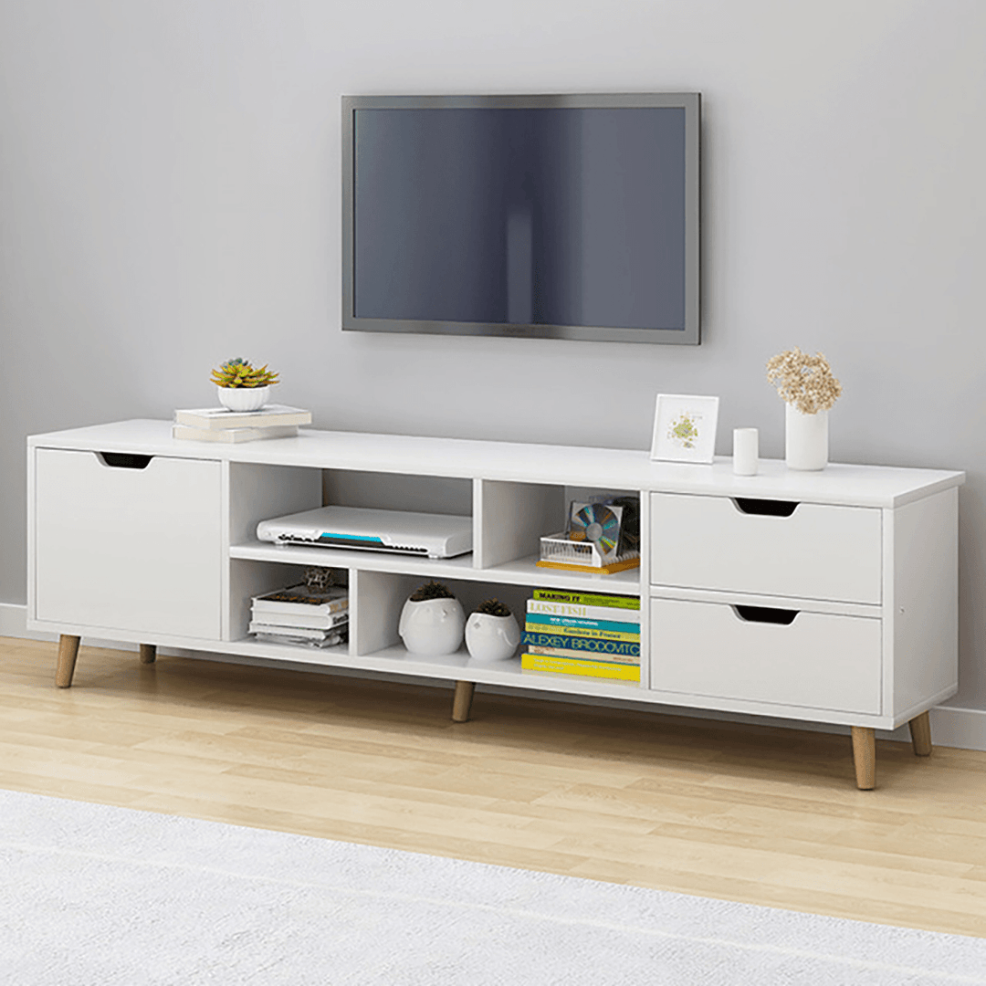 TV Stand for Tvs 40'' to 45'' with 4 Open Shelves Storage TV Console Cabinet in Living Room Bedroom Storage Supplies - MRSLM