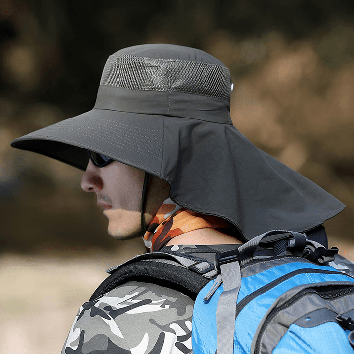 Hat Male Summer Sun Visor Fisherman Hat Outdoor Climbing Sun Hat Neck Guard Sun Hat Anti-Ultraviolet Fishing Hat - MRSLM