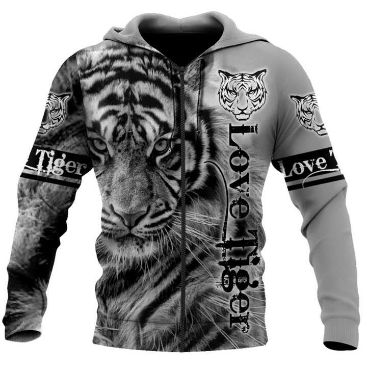 Lion 3D Printed Sweater 3D Zipper Hooded Sweater - MRSLM