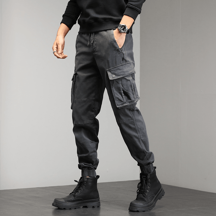 New Style Men'S Casual Pants Overalls with Multi-Pocket Binding Feet - MRSLM