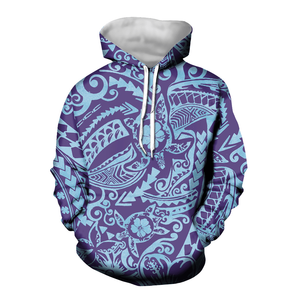 A Low-Order Hooded Sweater Polynesian Turtle Pullover with Pocket Long-Sleeved Top to Customize the New Style - MRSLM
