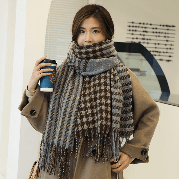 Fashion Color Matching Cashmere Padded Warm Scarf - MRSLM