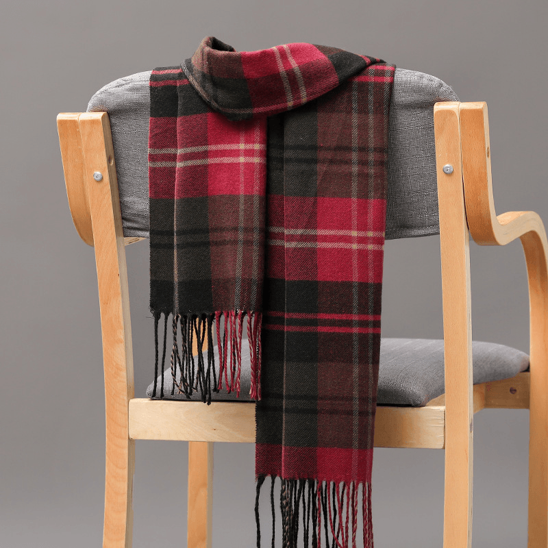 British Plaid Imitation Cashmere Tassels Couple Parent-Child Men'S Scarf - MRSLM