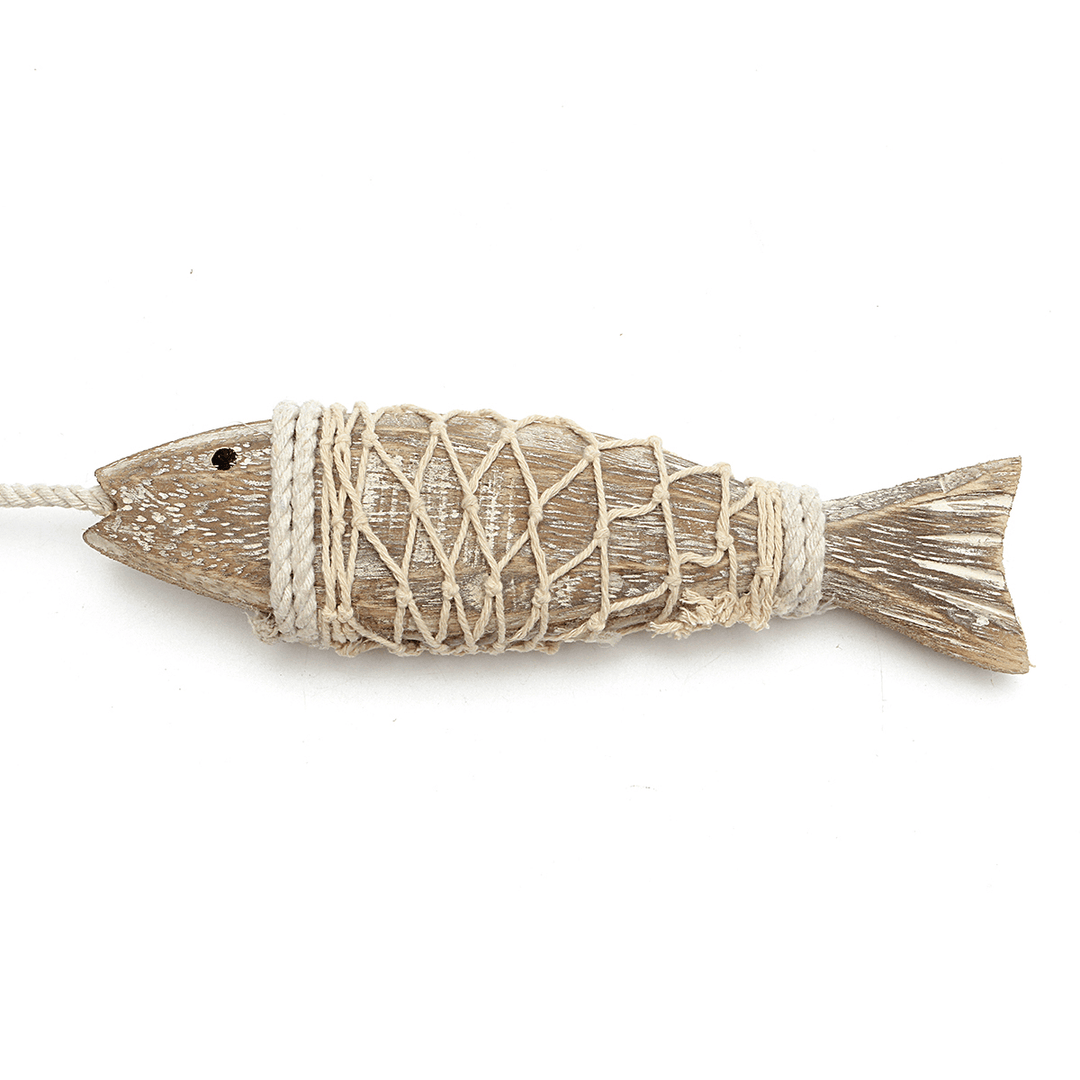 2Pcs Handmade Coastal Art Design Carved Wooden Marine Fish Wall Sculpture - MRSLM