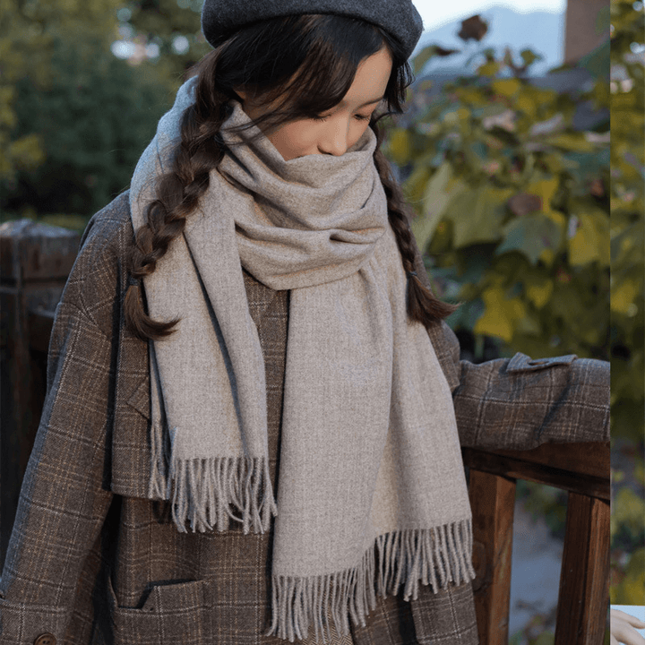 Imitated Wool All-Match Double-Sided Autumn and Winter Thickened Warm Scarf - MRSLM