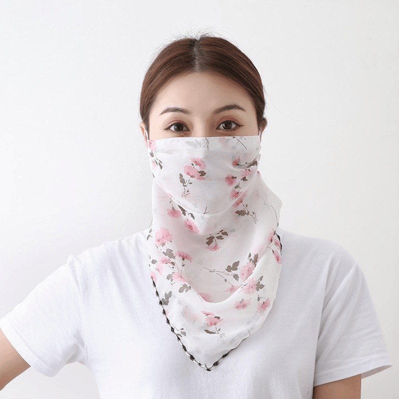 Fashion Printing Women'S Enlarged Neck Mask, Driving Sunshade and Sunscreen Mask - MRSLM